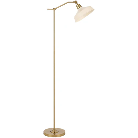 Pretty & Practical Treviso Gold Beige Floor Lamp with Foot Switch for Elegant Living Spaces