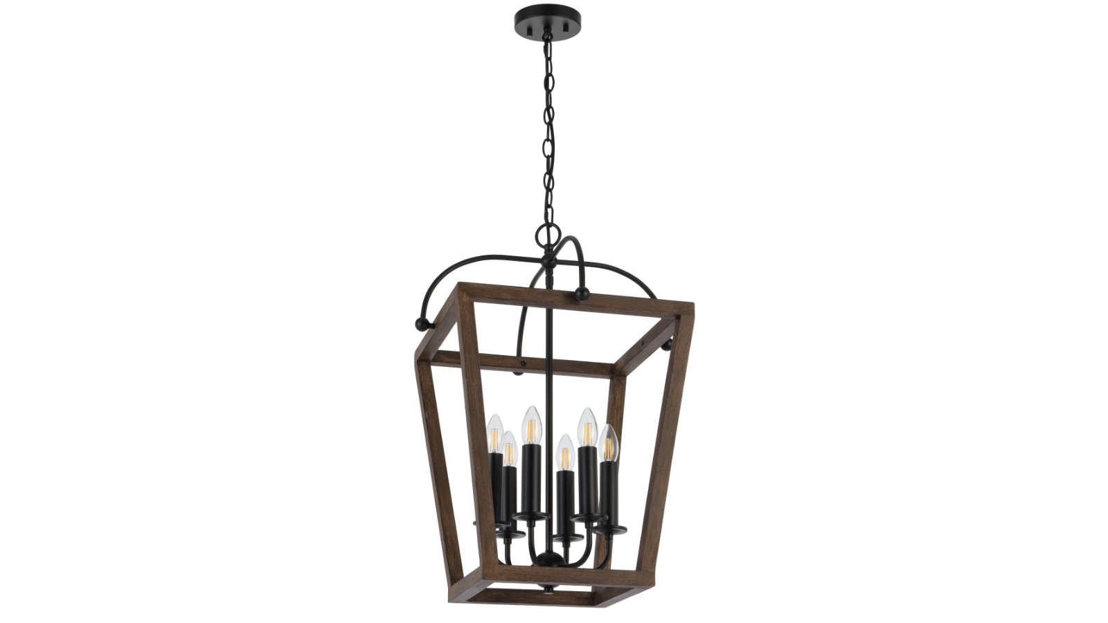 Pretty & Practical Varese Black Timber 6-Light Pendant with Chain