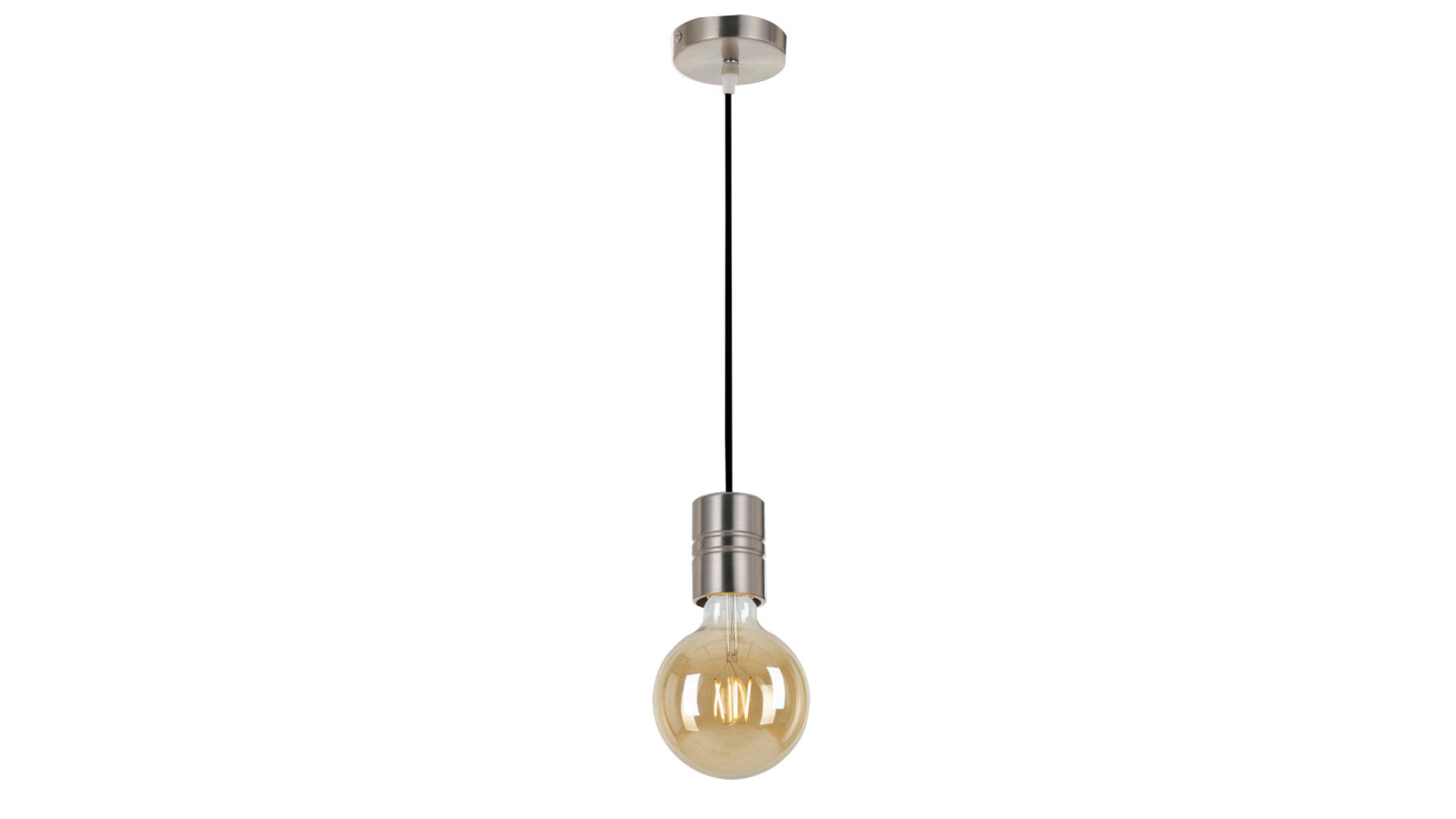 Pretty & Practical Mantua Nickel/Black Pendant Light with Stylish Shade and Cable