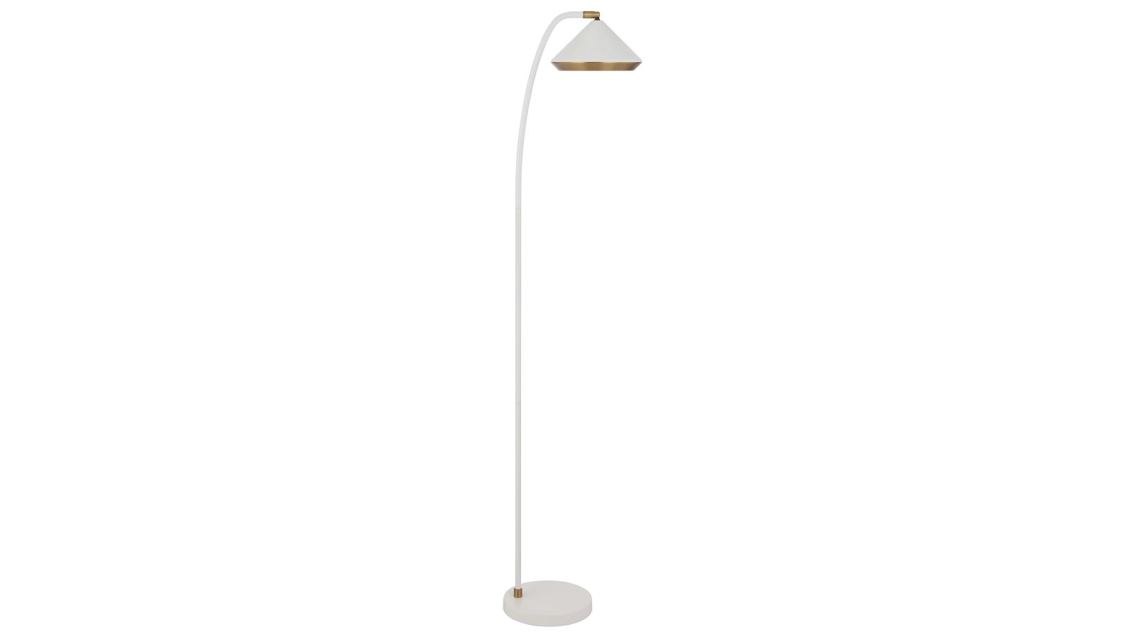 Pretty & Practical Alba White Yellow Brass Floor Lamp with Foot Switch for Elegant Spaces