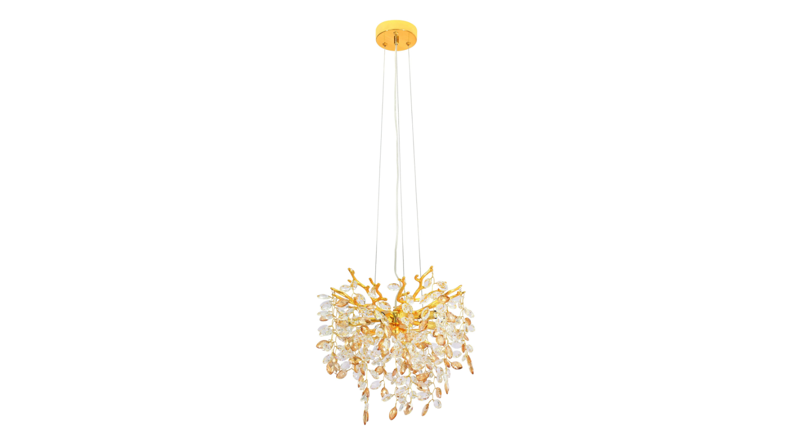 Pretty & Practical Tirana Gold Crystal Pendant Light with Clear and Amber Glass