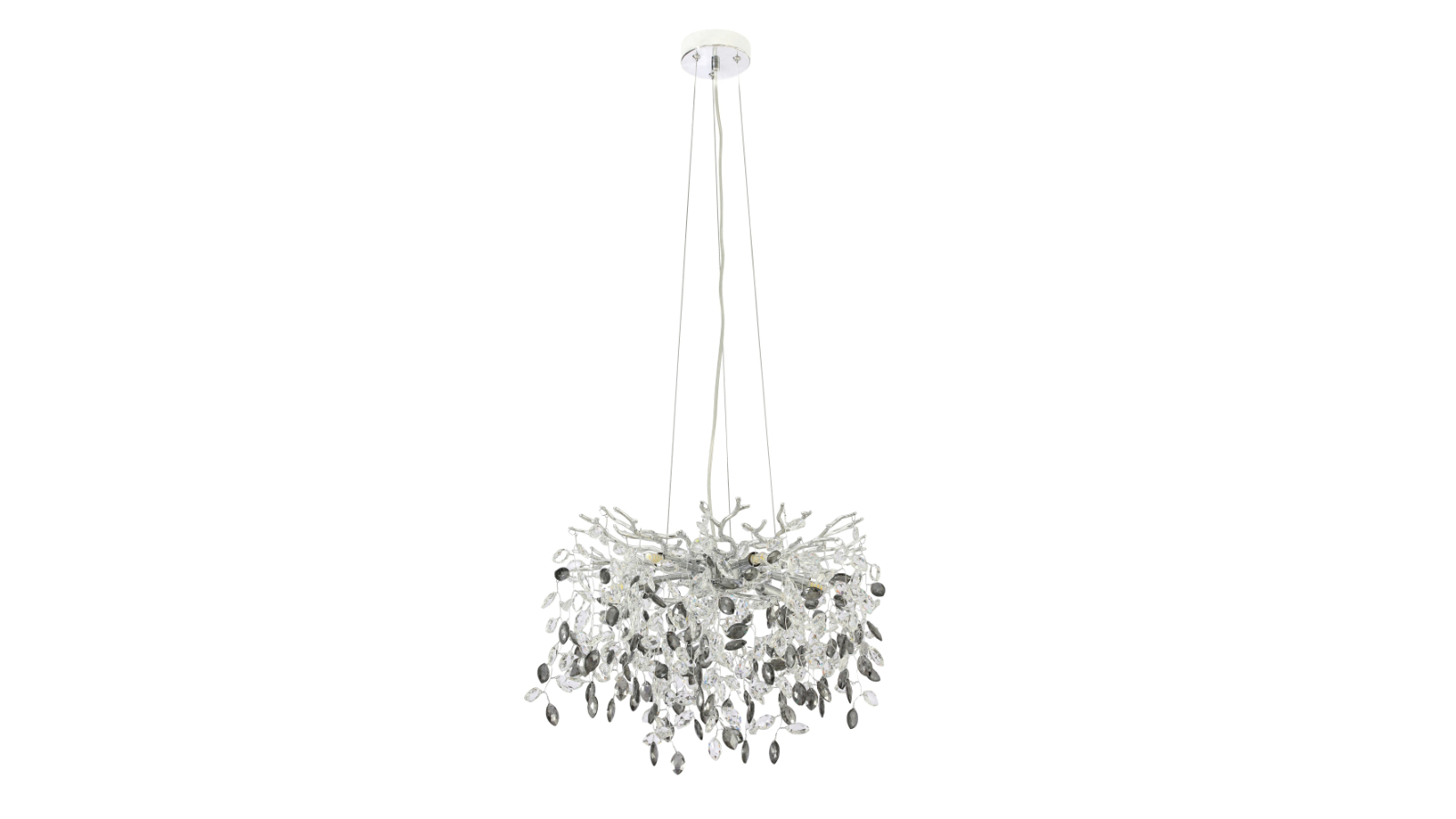 Pretty & Practical Vilnius Chrome Crystal Pendant Light with Clear and Smoke Glass