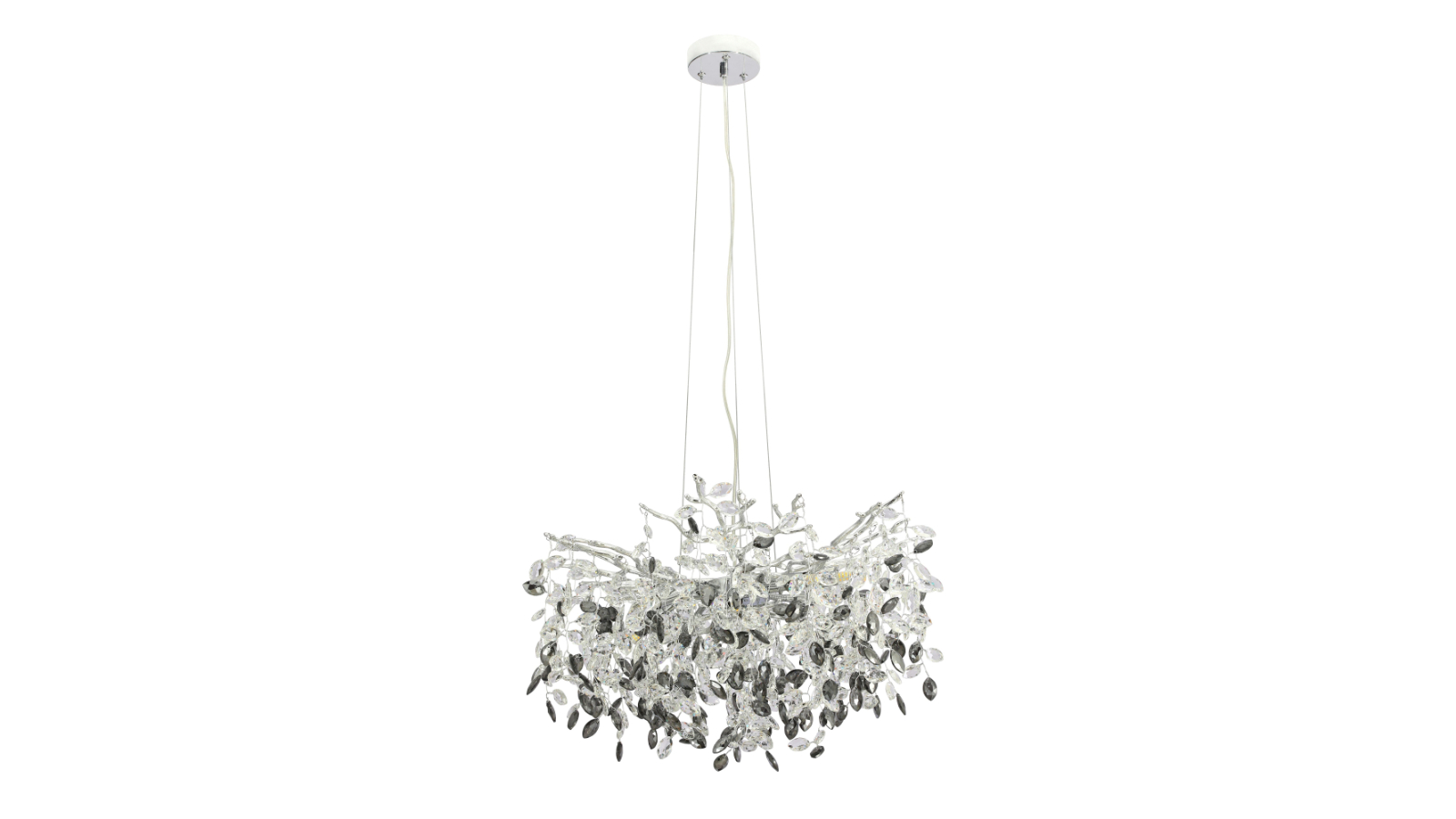 Pretty & Practical Tallinn Chrome Crystal Chandelier with Clear and Smoke Glass
