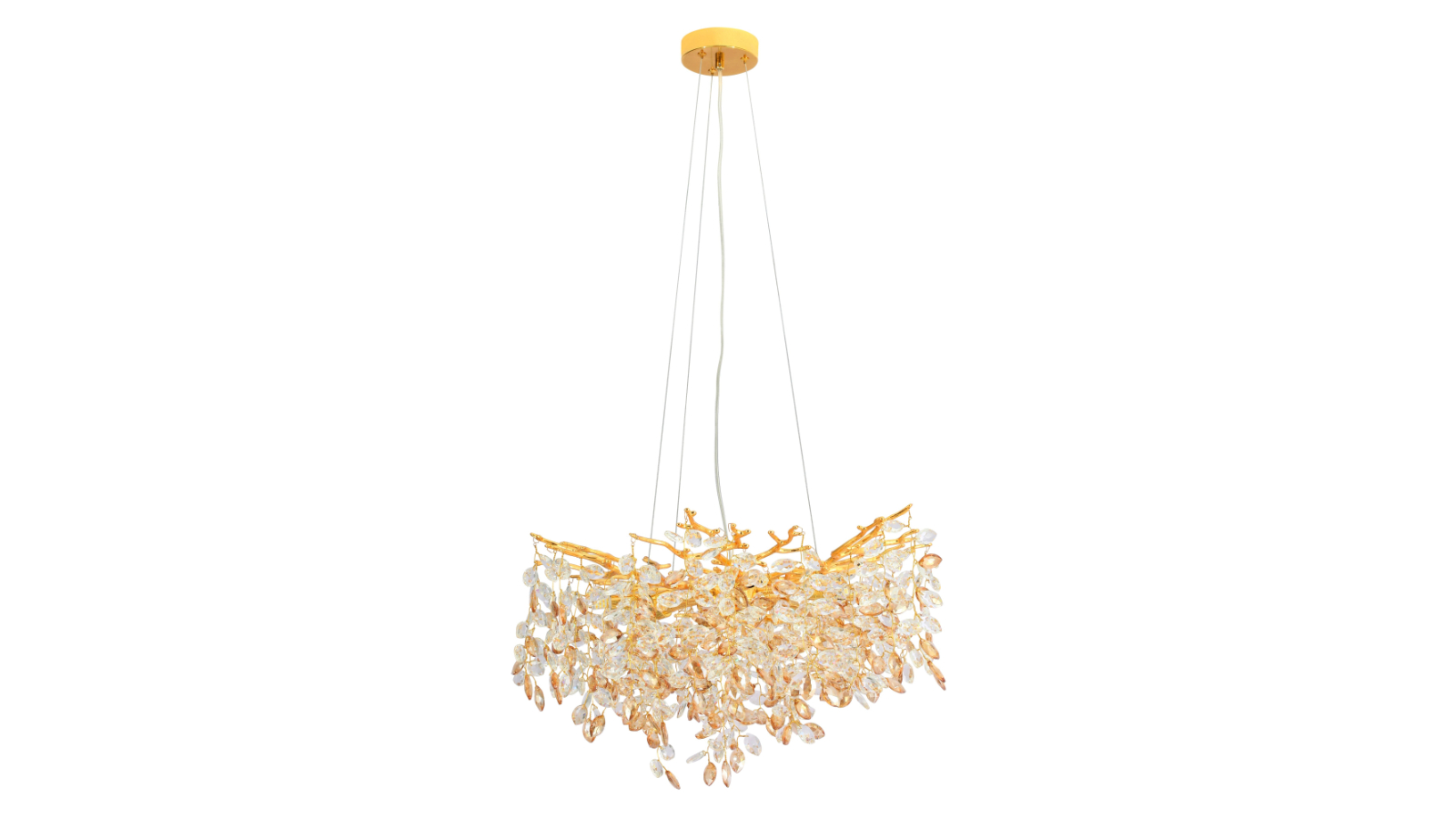Pretty & Practical Kaunas Gold Crystal Chandelier with Clear and Amber Glass