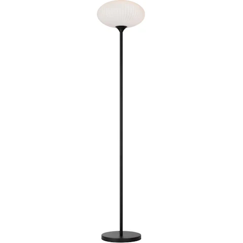 Pretty & Practical Aurora Black Matte Floor Lamp with Foot Switch and Opal Matte Shade