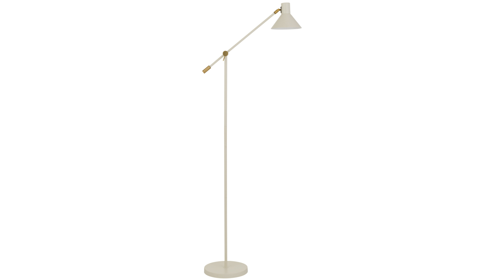 Pretty & Practical Luna Beige Satin Floor Lamp with Brass Detail for Reading Corner