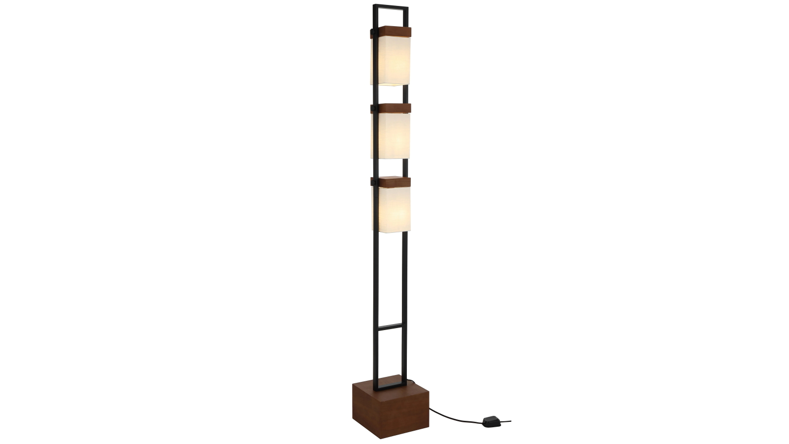 Pretty & Practical Lumoform Black and Walnut 3 Light Floor Lamp with Ivory Accents