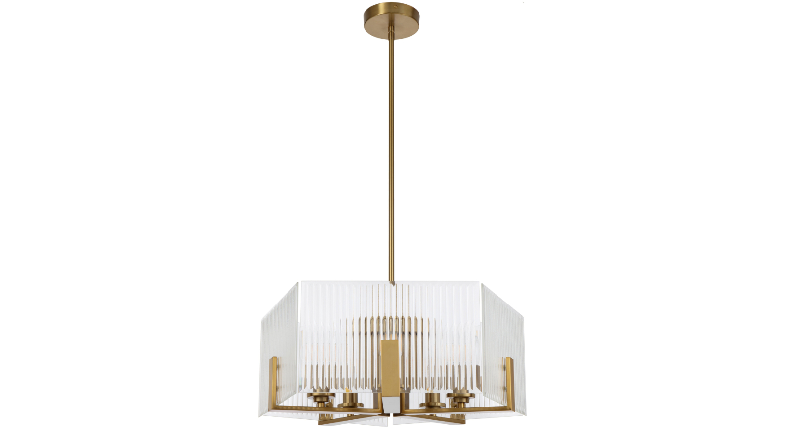 Pretty & Practical Terashade Antique Gold 5-Light Pendant Featuring Clear Glass Shade