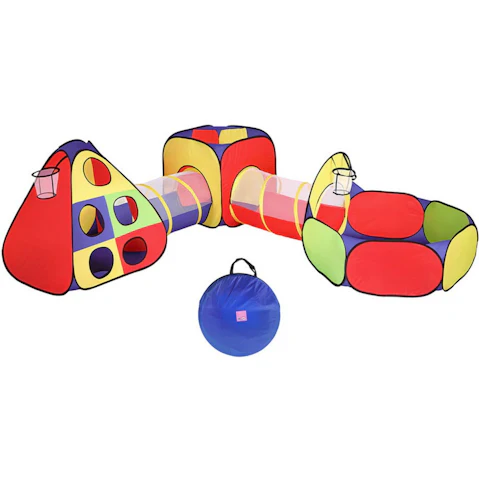 Keezi Kids Play Tent Pop Up Teepee Playhouse Ball Pit Crawl Tunnel Basketball Hoop