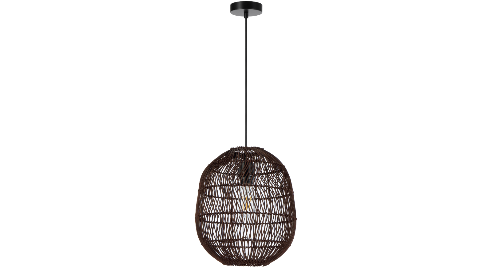 Pretty & Practical 30cm Lumoshade Rattan Pendant with Elegant Handwoven Look - Warm Brown