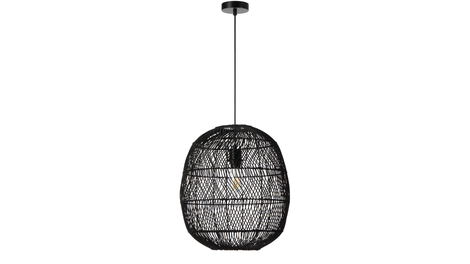 Pretty & Practical Altowood Black Rattan Pendant Light