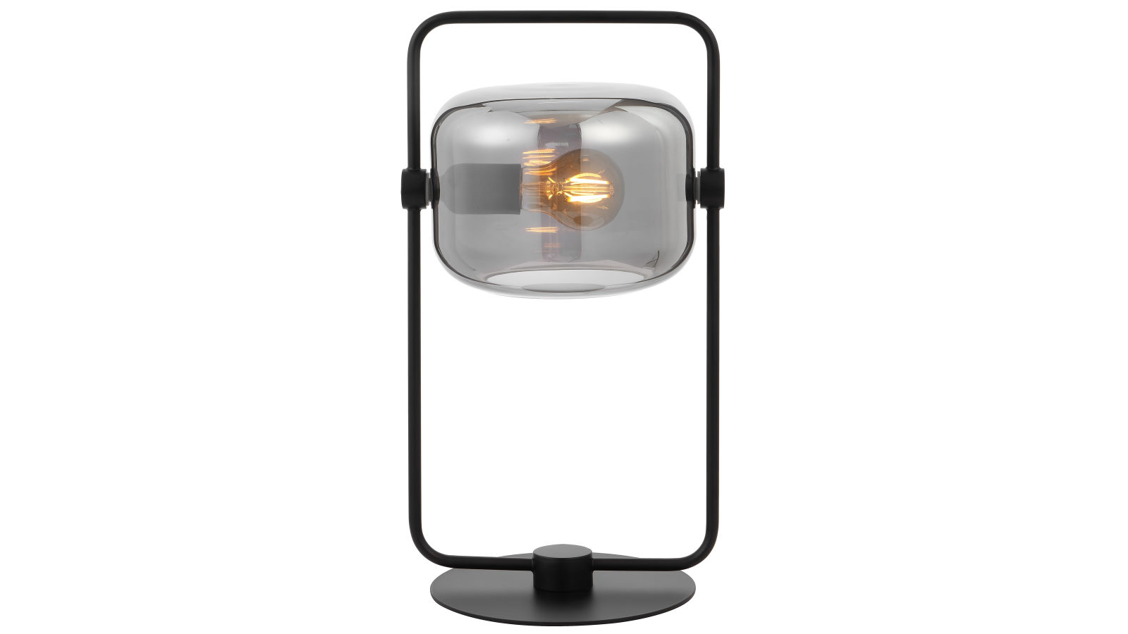 Pretty & Practical Noraline Black Table Lamp with Mirrored Smoke Glass Base Design