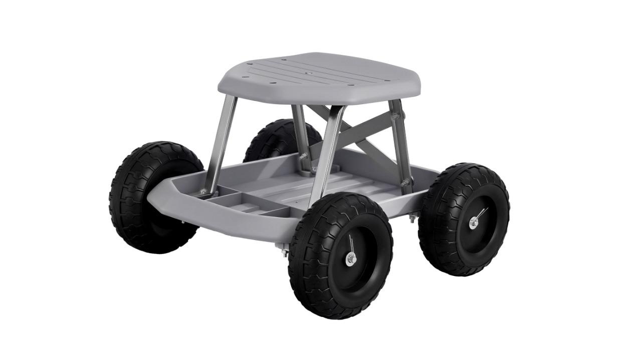 Gardeon Heavy Duty Work Stool Tray Garden Cart - Grey