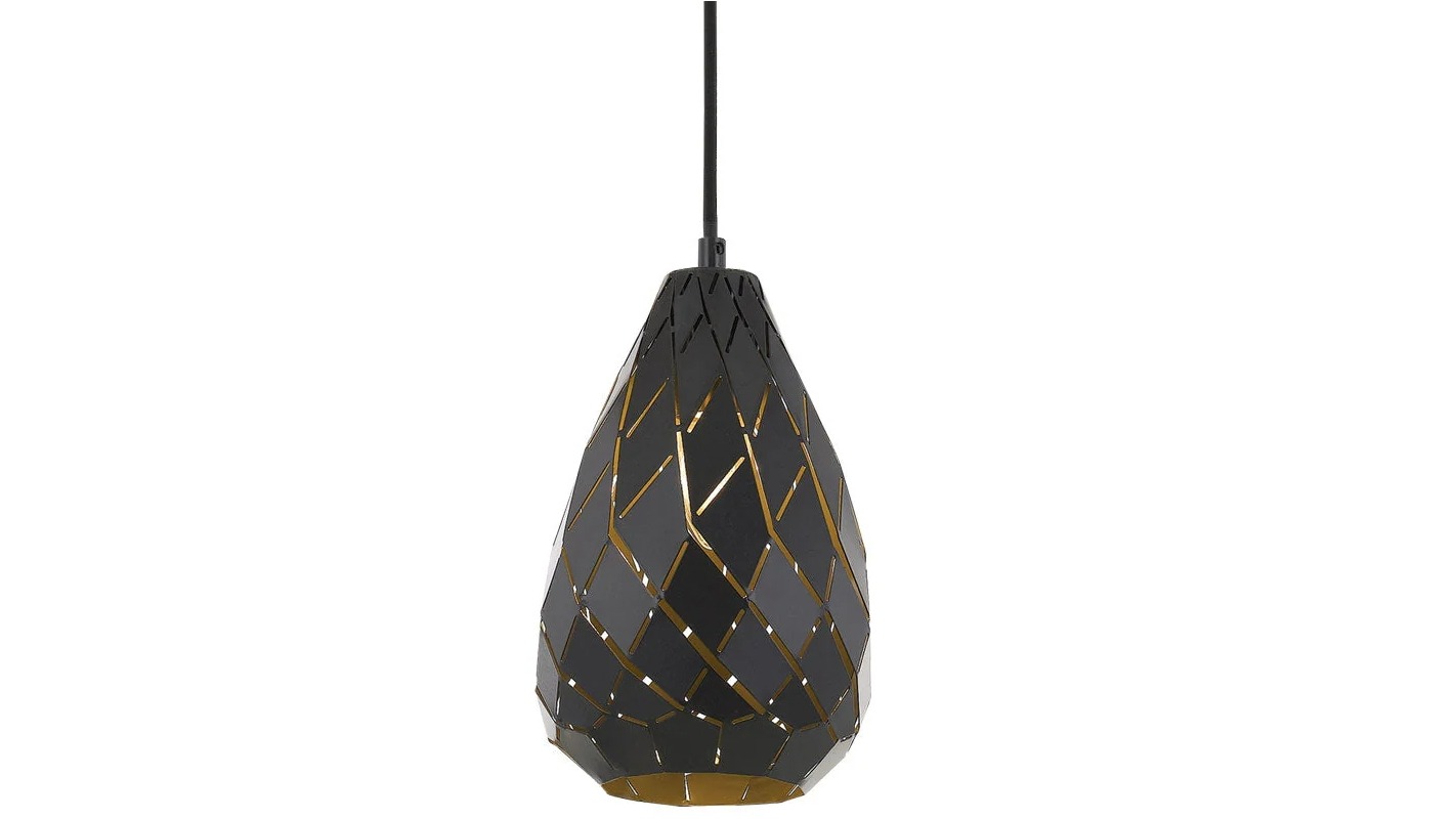 Pretty & Practical Teralux Gunmetal Textile Pendant Light with 2m Fabric Cable - Black