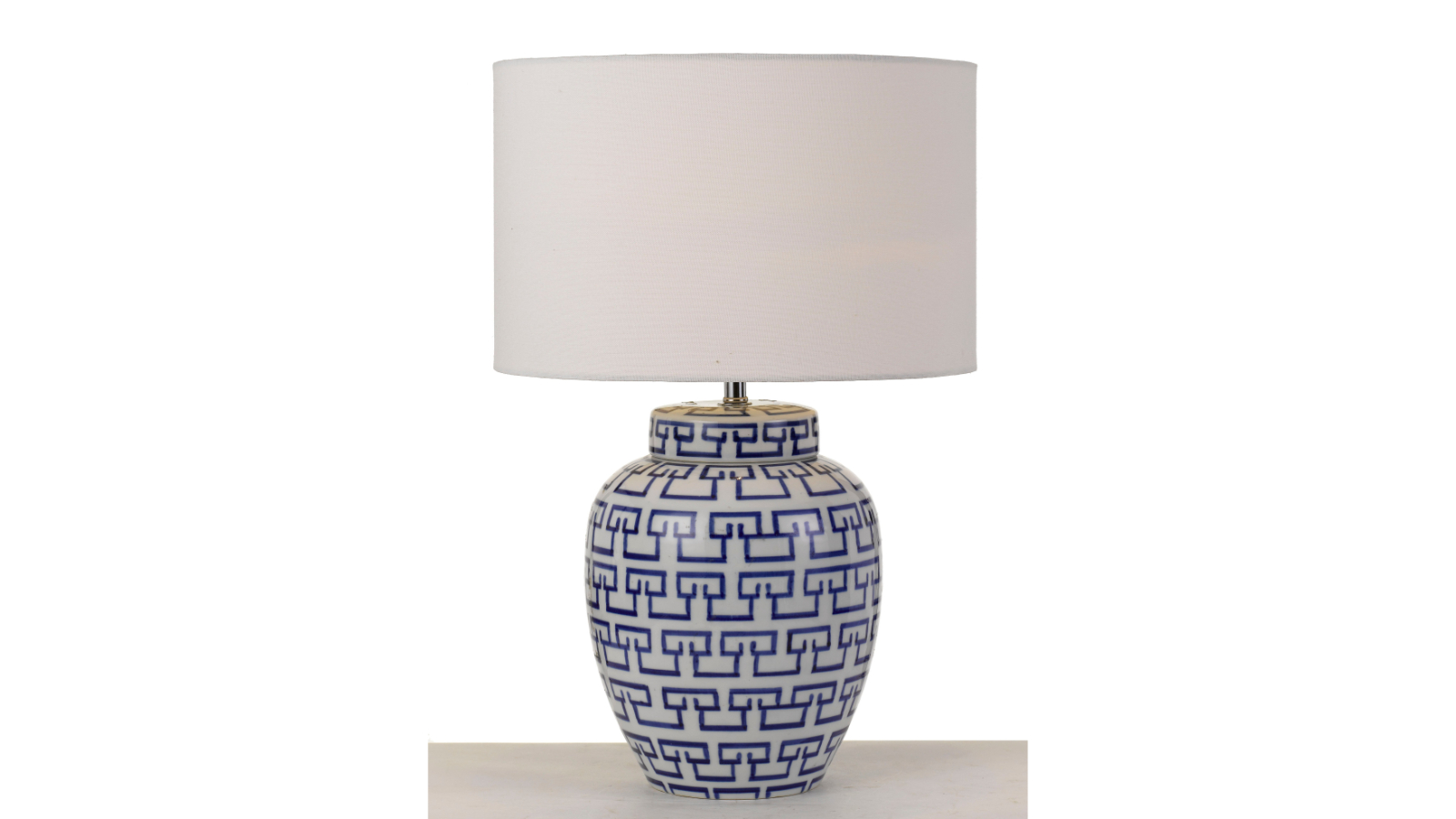 Pretty & Practical Venice Ceramic Table Lamp with Artistic Accent for Elegant Living Space - White/Blue