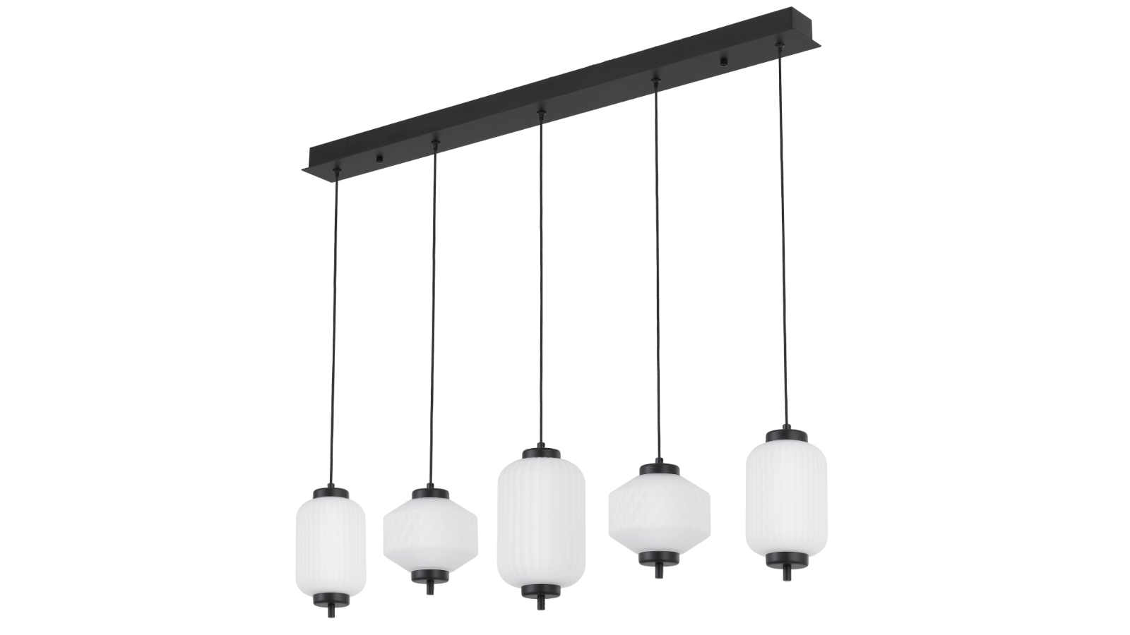 Pretty & Practical Illumination Palermo Black Frosted Glass 5-Light Pendant with Frosted Finish
