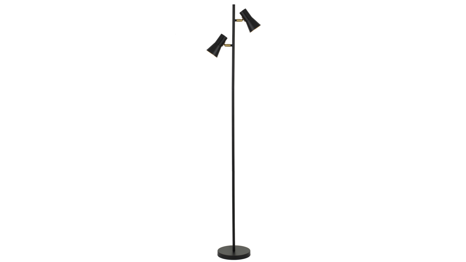 Pretty & Practical Toledo Black Satin Floor Light with Brass Accents and Gold Interior 
