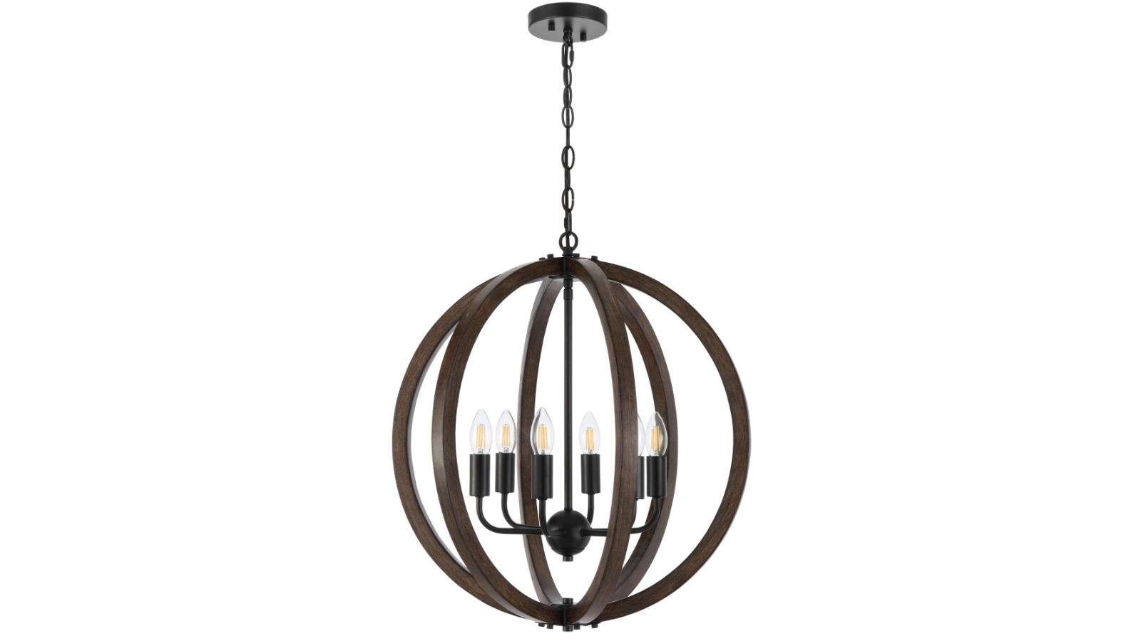 Pretty & Practical Oviedo Black/Timber 6-Light Pendant