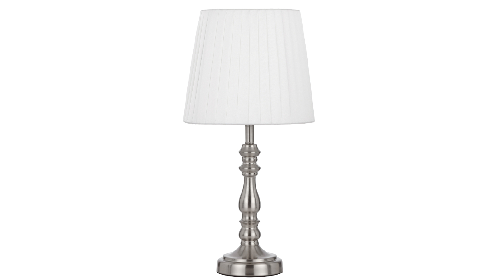 Pretty & Practical Santander Table Lamp with Soft Plated Finish - Nickel/Ivory