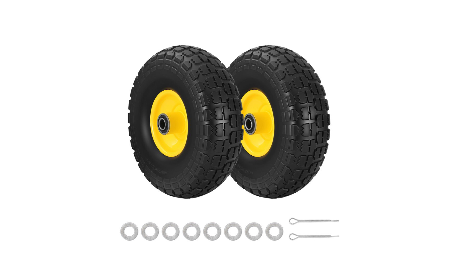 Gardeon 2 Piece Solid Rubber Wheels Flat-Free Replacement Tire - Yellow