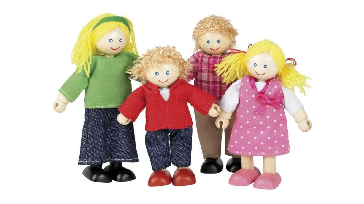 Tidlo 4 Piece Doll Family 3 Figure 12cm Wooden Toy Set - 3 year+