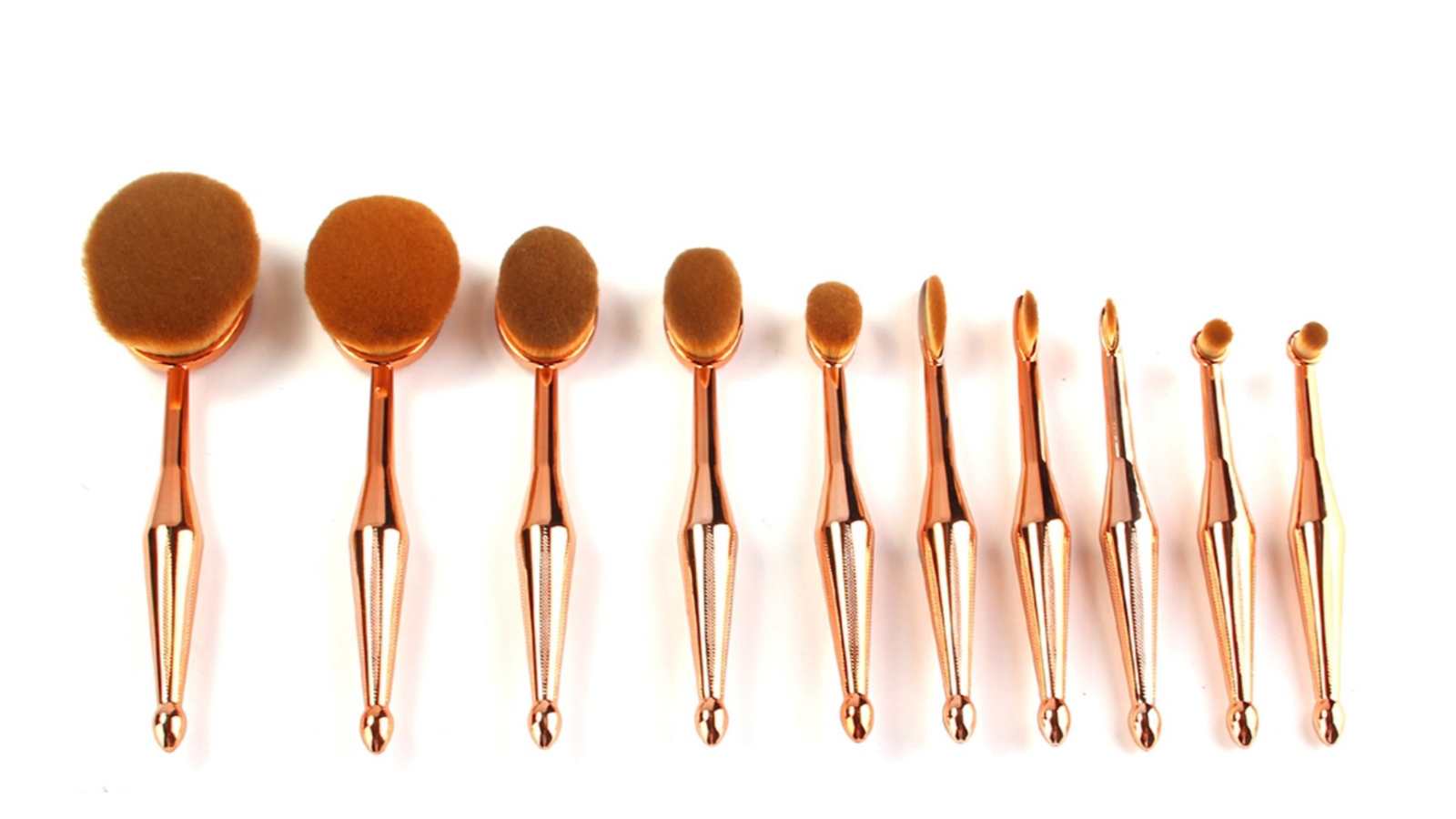 TODO Professional Oval All In One 10 Piece Makeup Brush Set - Gold