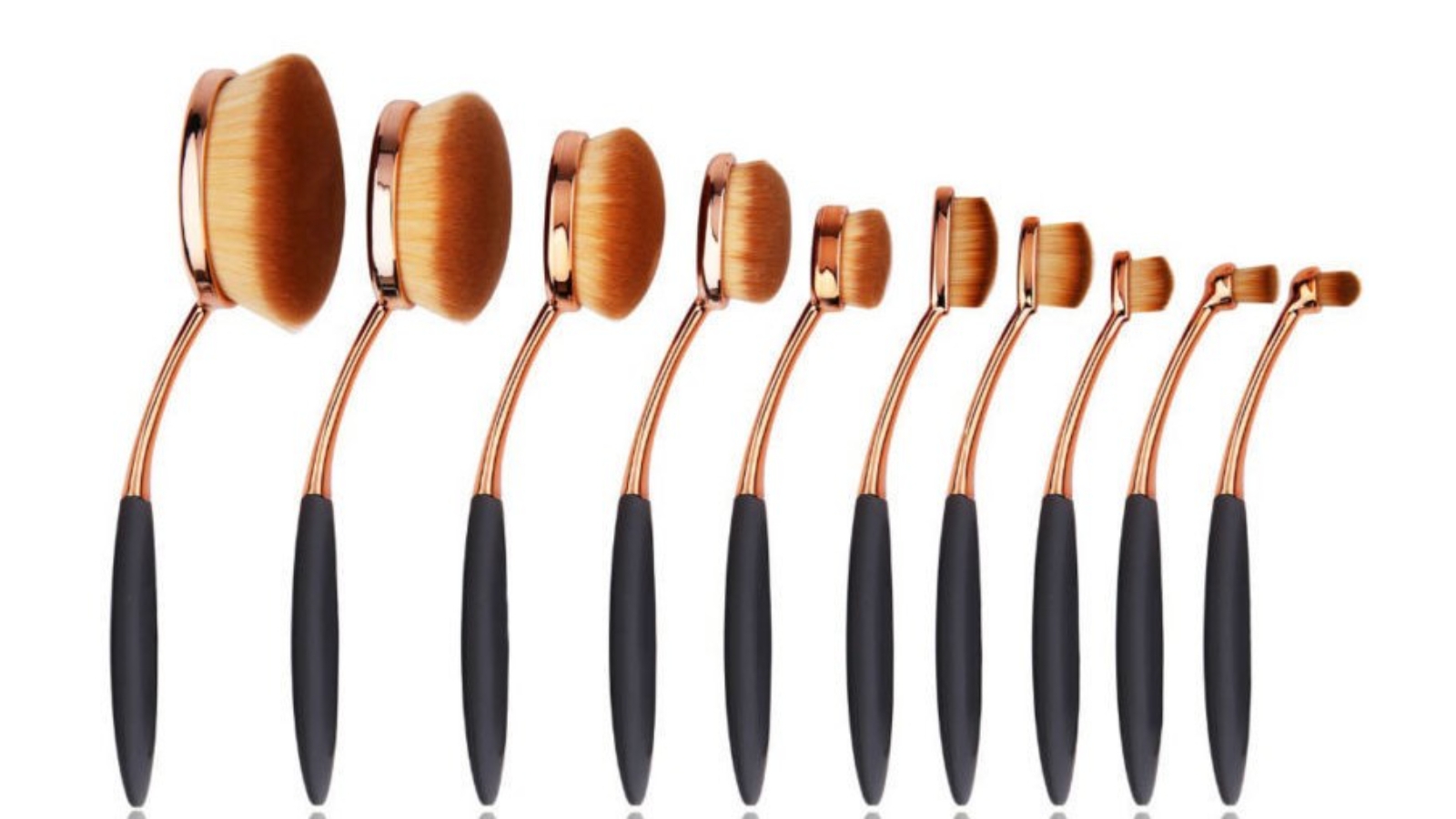 TODO Professional Oval All In One 10 Piece Makeup Brush Set - Rose Gold
