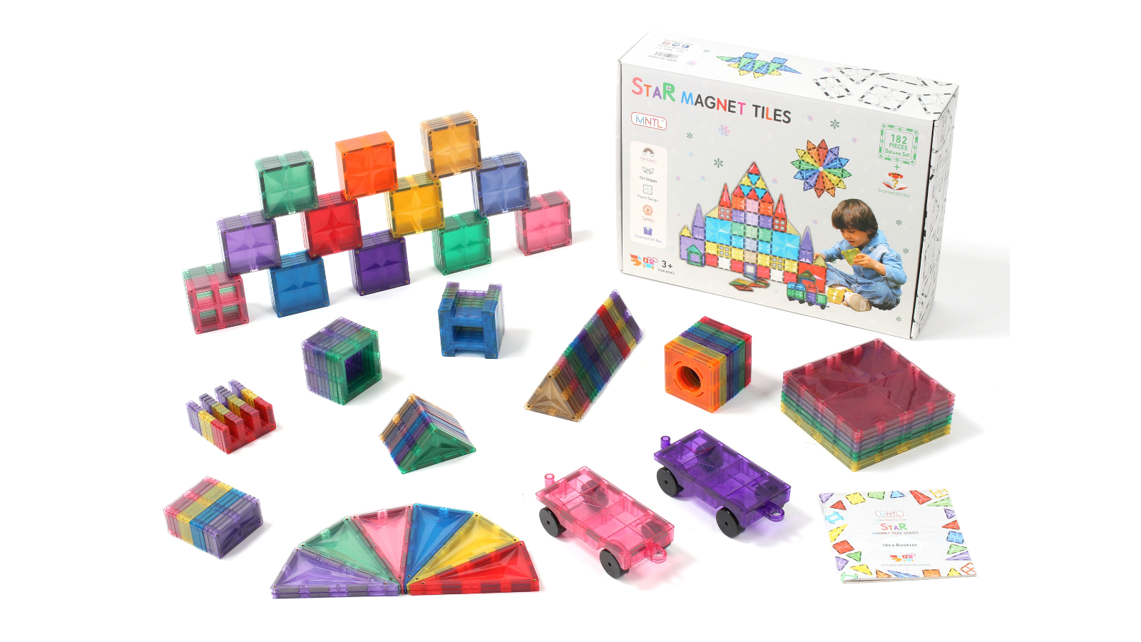 MNTL 182 Piece Classic Star Magnetic Tile Set