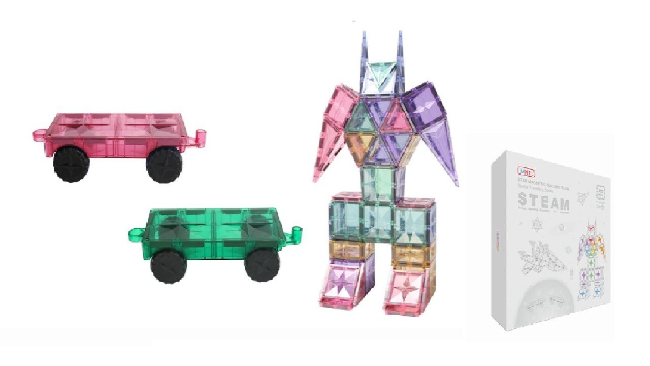 MNTL 177 Piece Pastel Space Travelling Magnetic Tile Set