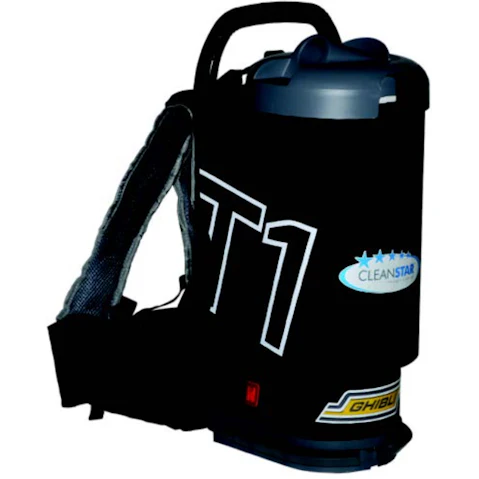 Ghibli Backpack Commercial Vacuum with Grey Lid - Black