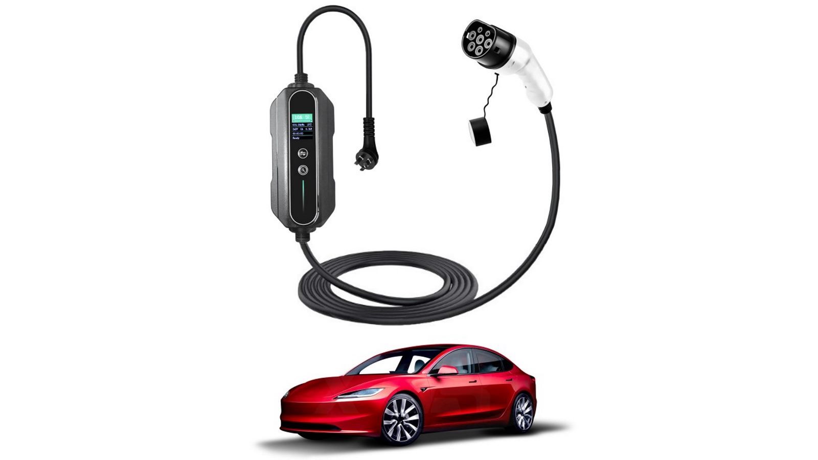 X-Car Type 2 10 Amp 2.4KW Australian Plug 5m Portable EV Charger for New Tesla Model 3 Highland 2023-2024