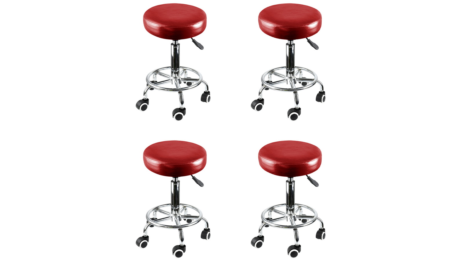 Levede 4-Pack Burgundy Salon Bar Stool with Adjustable Height
