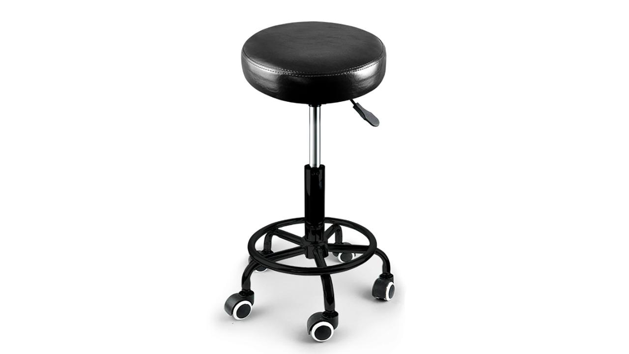 Levede 4 Piece Black Salon Bar Stool with Adjustable Height Black Stand