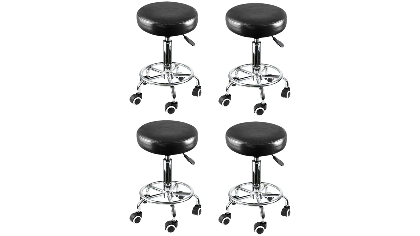 Levede 4-Pack Black Salon Bar Stool with Adjustable Height