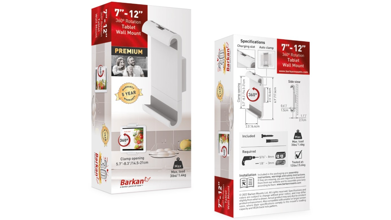Barkan Tablet Wall Mount - 7- 12inch
