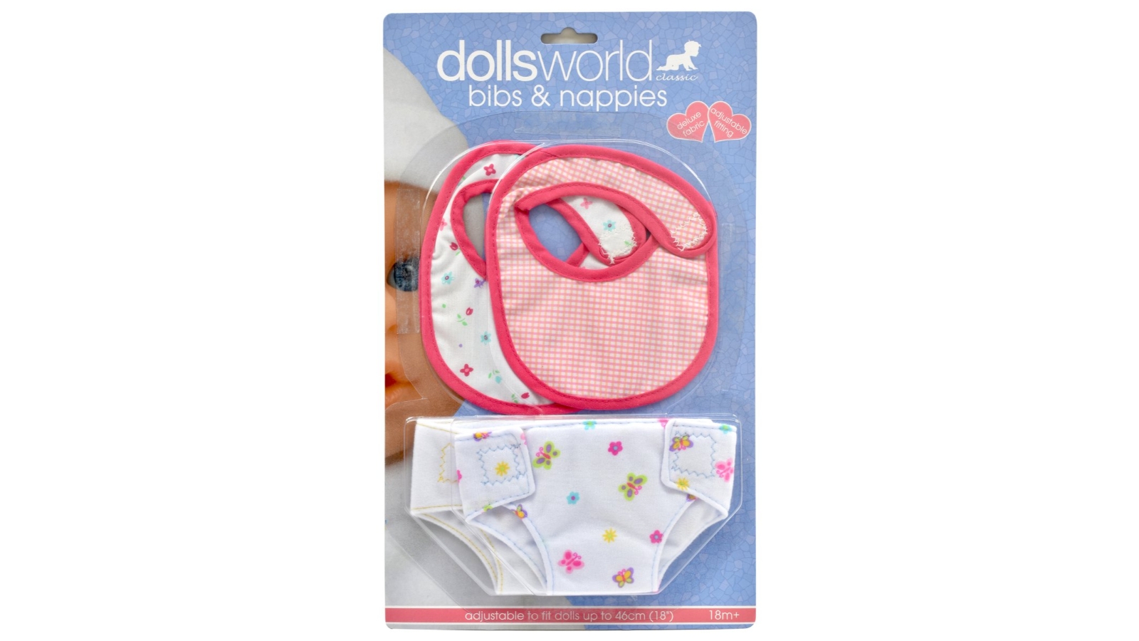 Dollsworld - Fabric Nappy And Bib Set Art64798