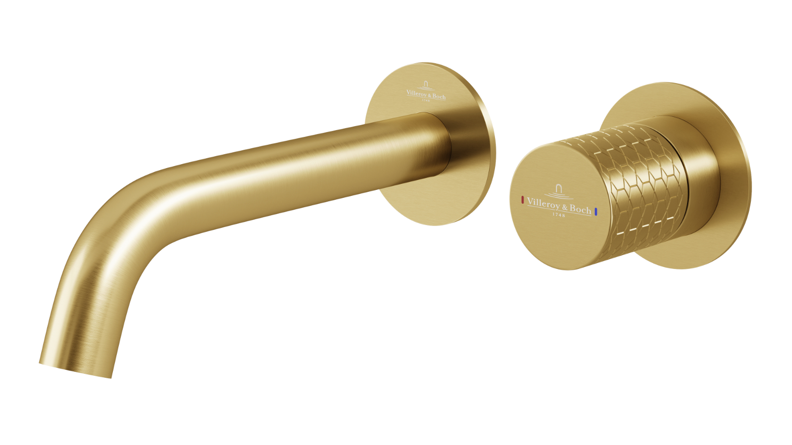 Villeroy & Boch Luxx Wall Mounted Basin Mixer Trim and Body - Brushed Gold