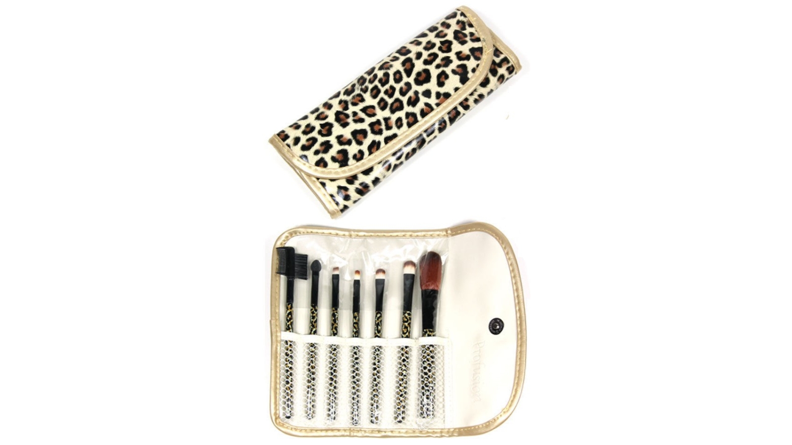 TODO Professional Makeup Brush Set + Carry Case Bag Leopard Print - 7 Piece