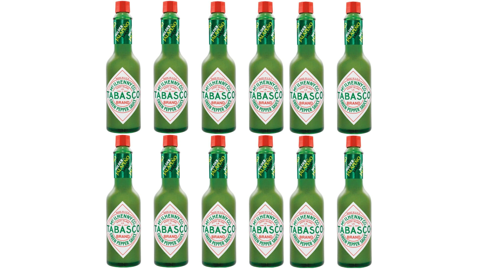 Tabasco Box of 12 Original Green Pepper Hot Chilli Sauce - 60ml