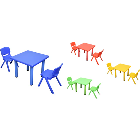 HelloDeal 60 x 60cm Kids Square Table and 2 Piece Chair