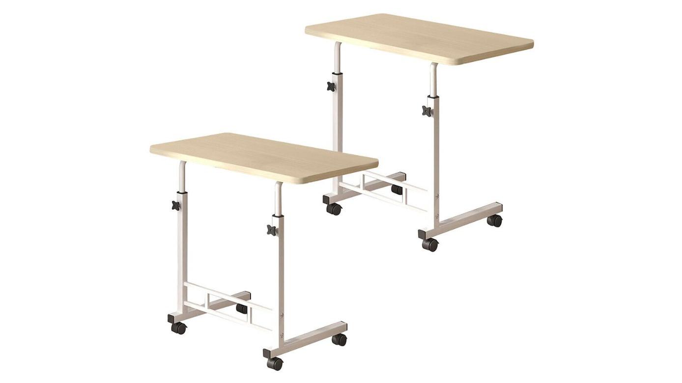 SOGA 2 Piece 40 x 80cm Movable Bedside Student Computer Table - White Maple