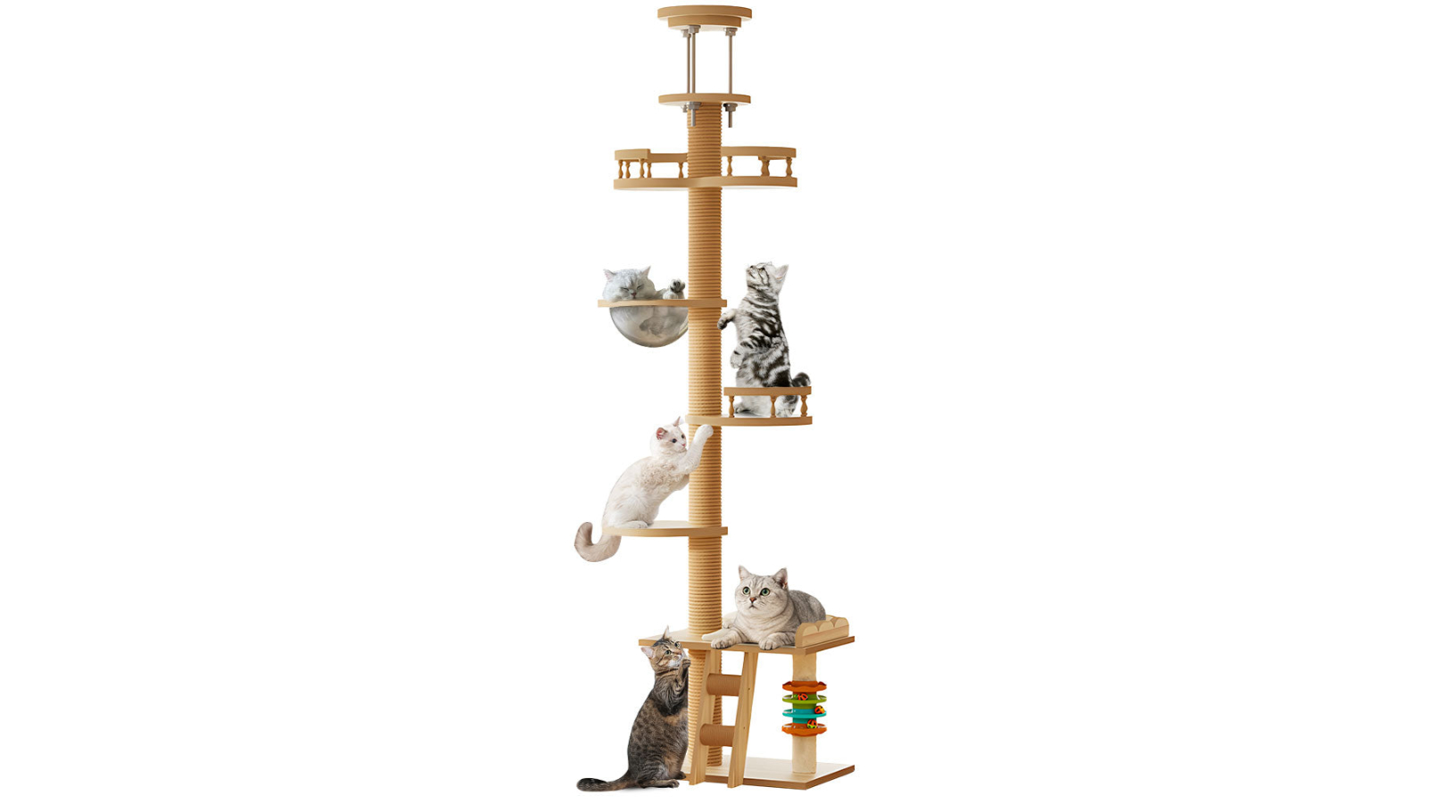 YS Wooden Cat Tree Tower Floor-to-Ceiling