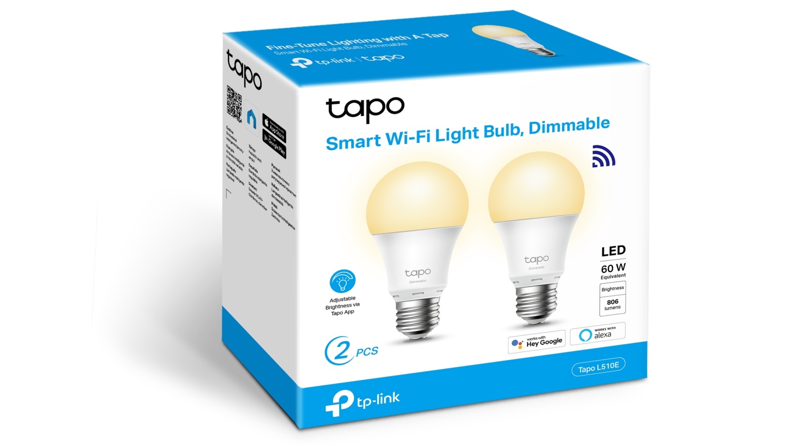 TP-Link TAPO L510E(2-PACK) éclairage intelligent Ampoule intelligente Wi-Fi  Blanc 8,7 W