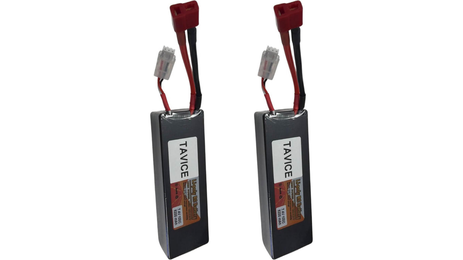 BatteryMate Pack of 2 Tavice 7.4V 5200mAh 100C Hard Case 2S LiPo Battery with T-Connector