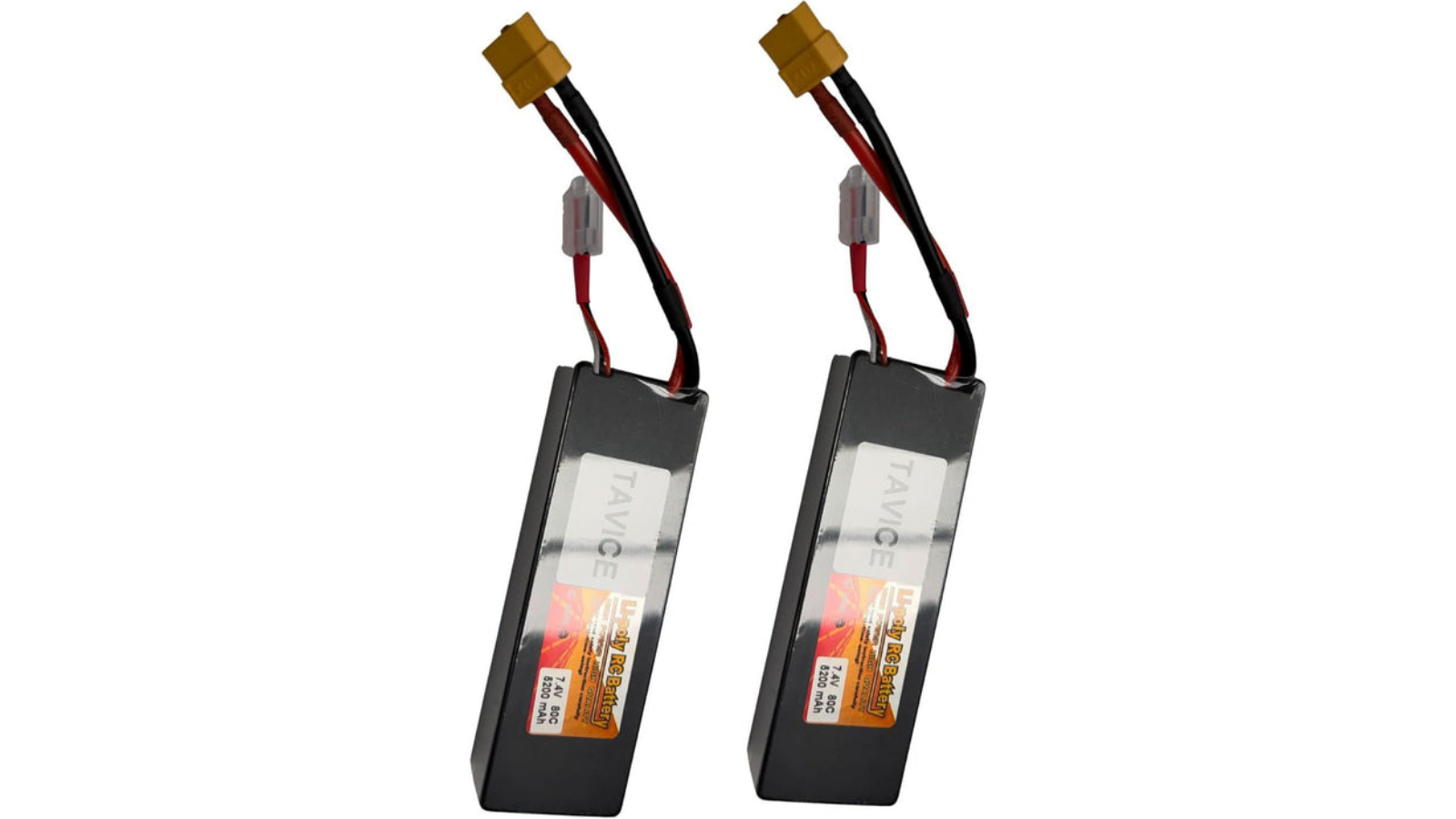 BatteryMate Pack of 2 Tavice 7.4V 5200mAh 80C Hard Case 2S LiPo Battery with T-Connector