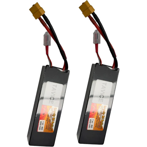 BatteryMate Pack of 2 Tavice 7.4V 5200mAh 80C Hard Case 2S LiPo Battery with T-Connector