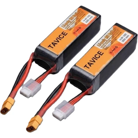 BatteryMate Pack of 2 Tavice 14.8V 2200mAh 120C 4S LiPo Battery with XT60 Connector