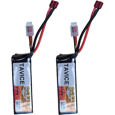 BatteryMate Pack of 2 Tavice 11.1V 120C 3S LiPo Battery Replacement with Deans Connector