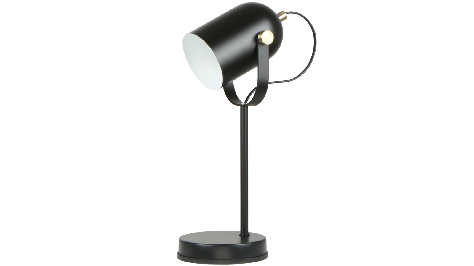 Tazza Matte Black Ellipse Shade Table Lamp with Antique Brass Highlight