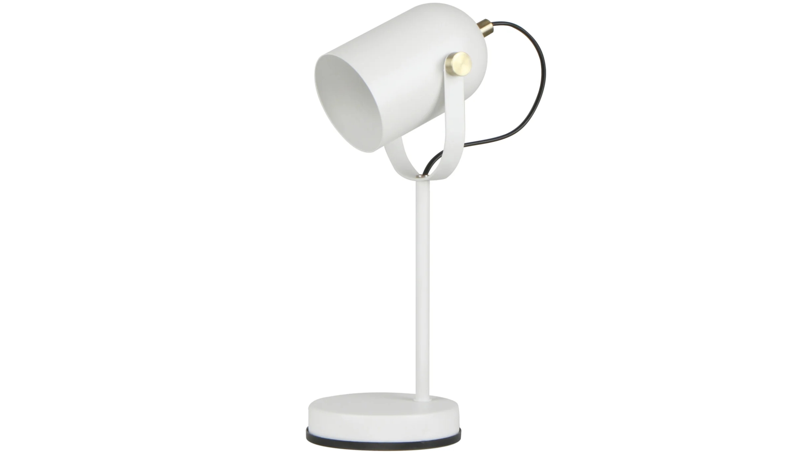 Tazza Matte White Ellipse Shade Table Lamp with Antique Brass Highlight